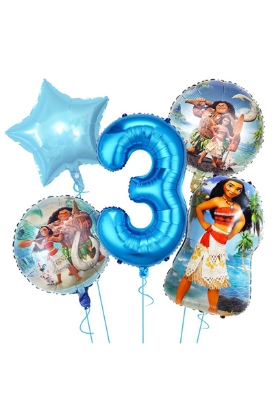 Miniso مجموعة أخرى من 3 بالونات من رقائق الألومنيوم بأرقام من 0 إلى 9 بتصميم موانا اللطيف، مناسبة لحفلات أعياد الميلاد للفتيات