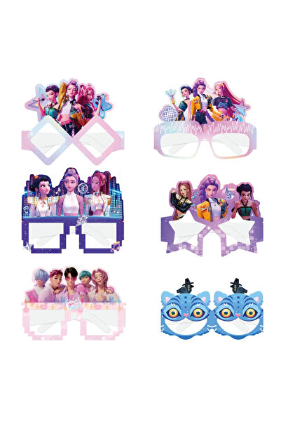 Miniso قناع - 12 قطعة 12 قطعة من زينة حفلات صائدي الشياطين من كيبوب أنمي كوسبلاي نظارات ورقية للأطفال