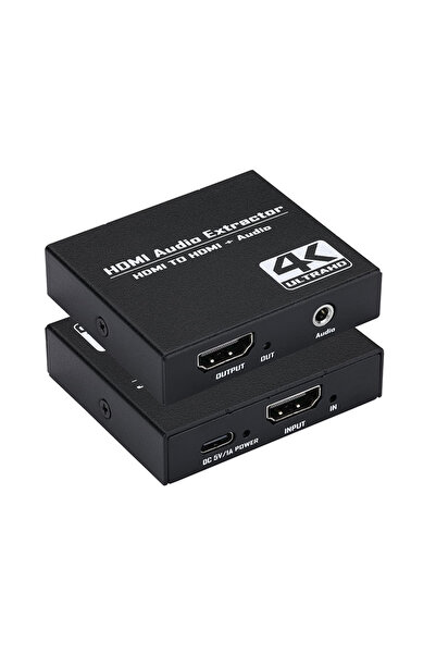 Choice محول مستخرج صوت HDMI أسود بدقة 4K@30Hz من HDMI إلى HDMI مع مخرج صوت ست...