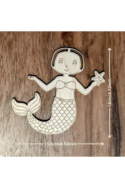 Choice 6 قطع/مجموعة من الحرف الخشبية المعلقة على شكل حورية البحر، هدايا تزيين...