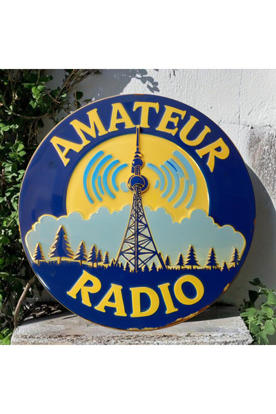 HELLOYOUNG لوحة جدارية معدنية عتيقة الطراز لهواة الراديو، مقاس 20×20 سم، رقم ...