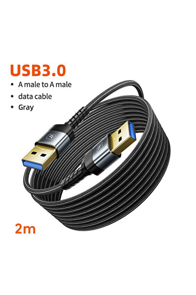 Toocki 2m Male to Male Dual USB A Cable USB3.0 High Speed Extension Cable for Radiator Camera 5Gbps