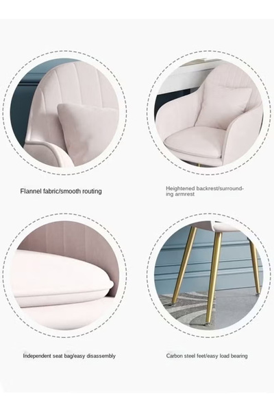 Generic Velvet Decorative Chair, Home Office Desk Chair, Suitable for Dressing Room and Bedroom