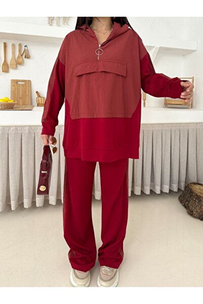 Moda İkra Women's Zip-Front Hoodie Top and Bottom Set