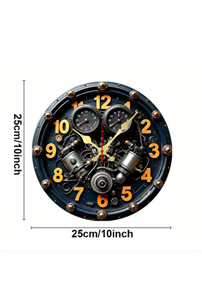 Choice 10 inch GZ-WYT09150055 Exquisite Engine Wooden Round Silent Hanging Wall Clock, Suitable For Living