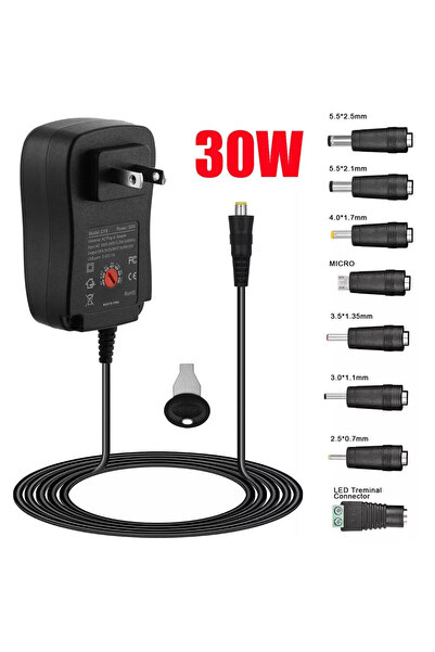 Choice محول طاقة عالمي أمريكي بقوة 30 وات مزود بجهد قابل للتعديل ومصدر طاقة ت...