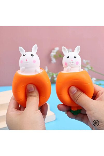 Choice Orange Squishy Carrot Rabbit Squeeze Telescopic Toys Kids Children's Radish Rabbit Cup Pinch Music T