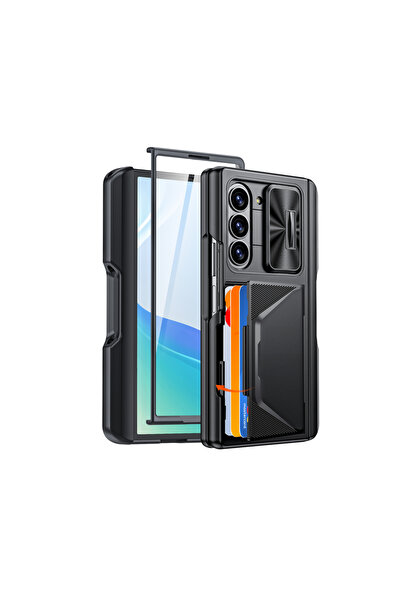 Choice لهاتف Samsung Galaxy Z Fold6 أسود هدية عيد الأم، جراب هاتف مقاوم للصدمات لهاتف Z Fold 6، حقيبة ظهر للبطاقات