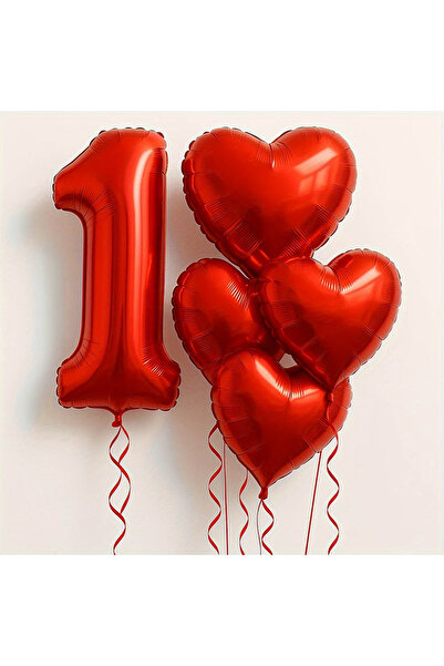 Choice مجموعة أخرى من 7 بالونات رقمية من رقائق معدنية حمراء مقاس 40 بوصة، بالونات قلب حب مقاس 18 بوصة، عيد الحب، ثنائي