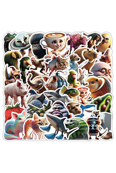 Choice 50 قطعة من ملصقات الحيوانات المجردة اللطيفة Tung Tung Sahur Italian Br...