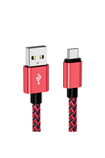 Choice 3 متر أحمر 1 قطعة 3A USB نوع C كابل شحن سريع شاحن البطارية سلك النايلو...
