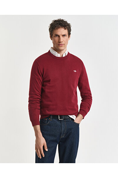 Gant Erkek Bordo Regular Fit Bisiklet Yaka Kazak