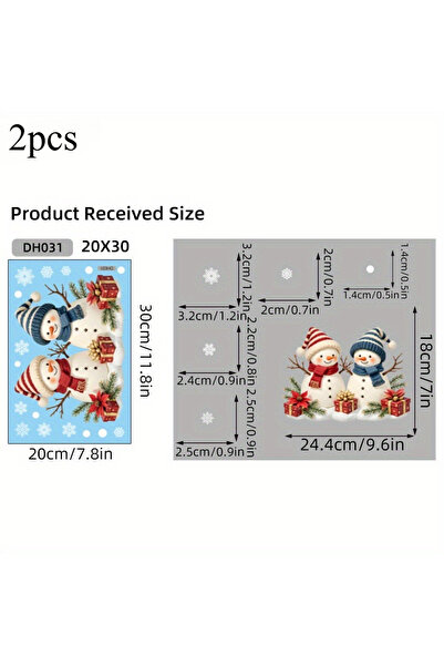 Choice 2pcs 1pc Christmas Snowman Window Clings Removable Static Cling Decal Festive Winter Holiday Decor f