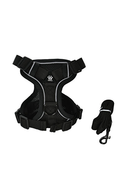 Choice طوق ومقود أسود للقطط الصغيرة، عاكس للضوء، قابل للتعديل، مناسب للجراء والقطط الصغيرة، مزود بخاصية الجر