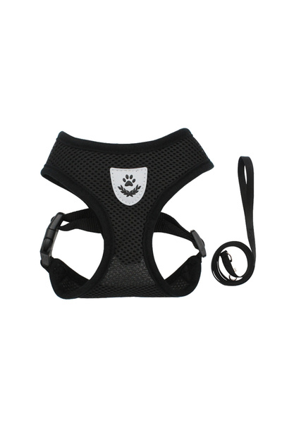 Choice طقم سرج ومقود أسود للحيوانات الأليفة الصغيرة، مناسب للكلاب والقطط، عاك...