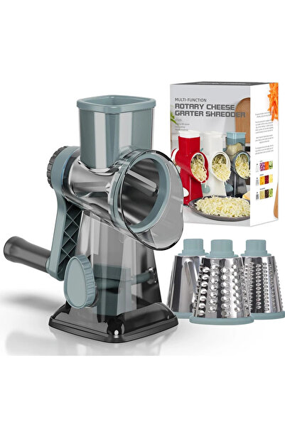 Choice قطاعة مطبخ دوارة يدوية 3 في 1 من أزول، مبشرة، مطحنة جوز، وعاء شفاف، جبن، خضراوات، فول سوداني