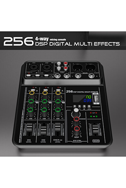 Choice Black 4 Channel Audio Mixer 48V Phantom Power USB Studio Sound Mixers Bluetooth DJ Console Mixing f