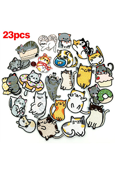 Choice CT-A42-23PCS 23 قطعة من رقعة القط الكرتونية المطرزة DIY للملابس رقعة ز...