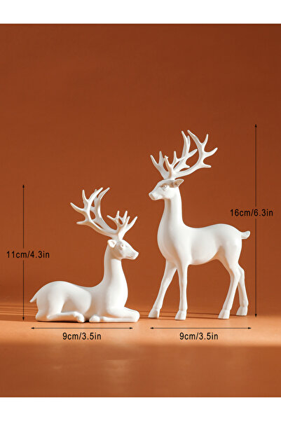 Choice زينة طاولة عيد الميلاد على شكل رنة بيضاء من قطعتين للمنزل والداخل وعطلة عيد الميلاد تمثال صغير بتصميم ريفي