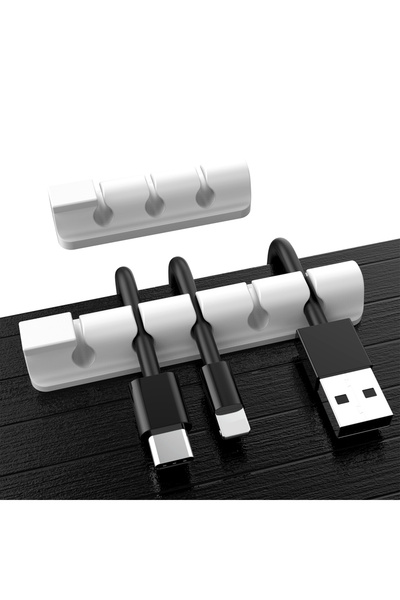 Choice White 2PCS Cable Holder Clips Cable Management Organizer Clips Silicone Adhesive for Desk USB Chargi