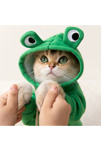 Miniso M Green 1PC Cute Frog Design Dog/Cat Hoodie - Winter Warm Pet Hoodie with Velvet