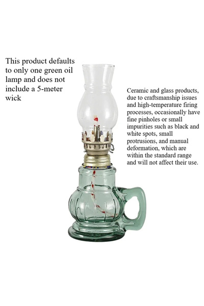 Choice مصباح زيت أخضر 1 حامل شمعة الكيروسين الرجعية مصباح زيت مقاوم للرياح مع غطاء زجاجي، مناسب للطوارئ