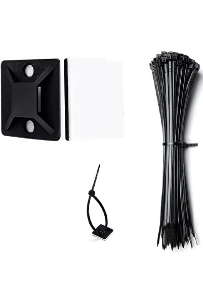 Choice 100 مجموعة سوداء من مشابك تثبيت الكابلات ذاتية اللصق ومشابك إدارة الكا...