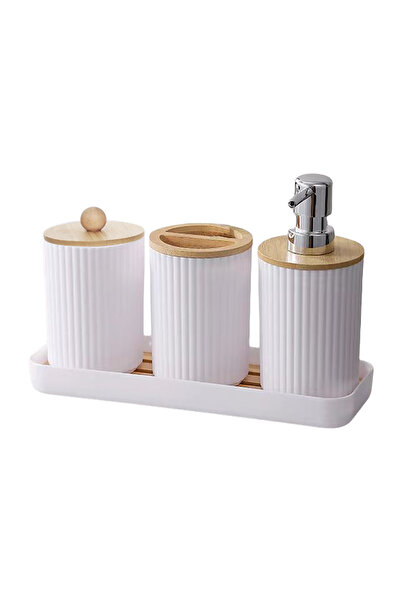 Choice مجموعة إكسسوارات الحمام باللون الأبيض، منضدة الزينة، موزع صابون، فرشاة...