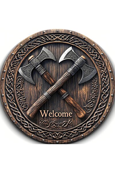 HELLOYOUNG 20x20cm TYA22841-20x20cm Viking Axes Welcome Sign - Aluminum Wall ...