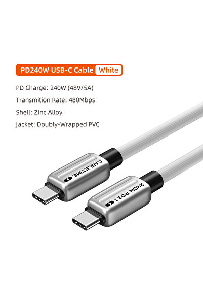 Choice 2m White CABLETIME PD 240W USB C to USB C Cable Fast Charger Adapter Type C Cable Power Cable for La