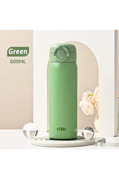 Choice زجاجة ترمس خضراء سعة 500 مل، حافظة حراري من الفولاذ المقاوم للصدأ 304