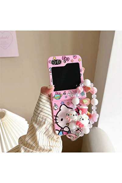 Miniso جراب هاتف سامسونج ZFilp 7 مع حبل تعليق بتصميم كرتوني لطيف من Sanrio Hello Kitty لهاتف Z Flip 7 6 5 Candy