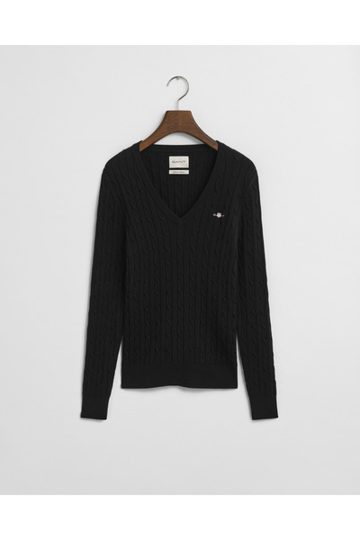 Gant Kadın Siyah V Yaka Örgü Kazak