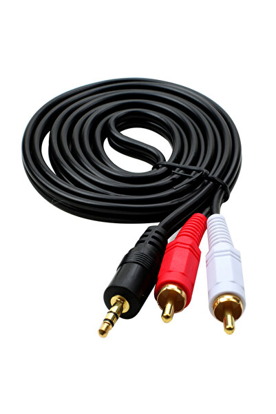 Choice كابل محول صوت ستيريو موسيقي بطول 1.5 متر أسود بمقبس 3.5 مم إلى 2RCA ذك...