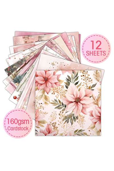 Choice 12 Sheet A Pink Christmas Scrapbook Paper Pad,12sheets Decorative Craf...
