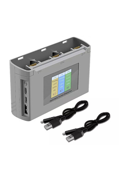 Choice محور شحن بشاشة رقمية رمادية لشاحن بطارية DJI Mini 2 لـ DJI Mini 3 Pro/...