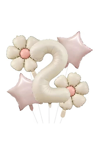 Choice أخرى 2 5 قطع 18 بوصة بالونات ديزي غير لامعة 32 بوصة رقم كريمي نجمة ورد...