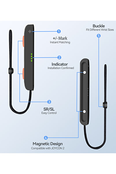 Choice أحزمة معصم برتقالية زرقاء لجهاز N-Switch 2 (2025) حبل معصم لقطع غيار S...