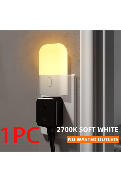 Choice قابس الاتحاد الأوروبي قطعة واحدة، 1/2/4 قطع من مصابيح LED الليلية، سطوع قابل للتعديل، ضوء ليلي صغير أبيض دافئ مع خاصية التشغيل التلقائي
