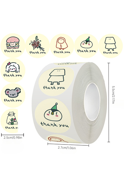 Choice 500pcs 500Paste/Roll Cartoon Funny Thank You Stickers，Holiday Gift Dec...