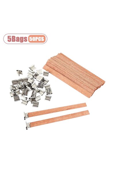 Choice 15 مم × 150 مم - 5 أكياس من فتائل الشموع الخشبية الطبيعية مع حاملات مع...