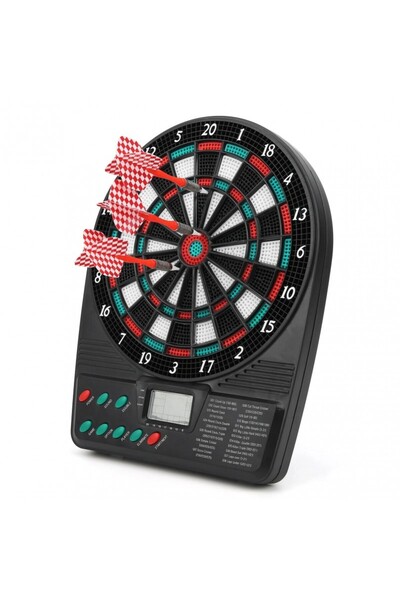 PROCART Mini Darts game with electronic display, 2-8 players, 3 darts, sound effects, 18x3x26 cm