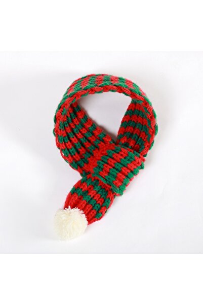 Choice M Scarf-Red green-1 Winter Warm Knitted Pet Scarf Christmas Dog Scarf Collar New Year Pet Scarf For