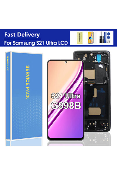 Choice شاشة LCD سوداء بإطار لهاتف S21 Ultra G998B SM-G998B، شاشة لمس رقمية تم...