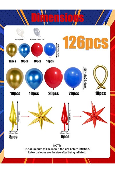 Choice مجموعة أخرى من 126 قطعة من بالونات كوزي الحمراء والزرقاء والذهبية لقوس...