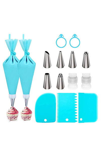 Choice مجموعة من 15 كيس حلواني أزرق مع فوهات لأدوات الخبز والمعجنات