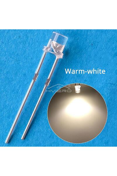 Choice مصباح LED للديكور ساطع برأس مسطح 100X F3 3 مم 2 دبابيس أبيض دافئ أبيض ...