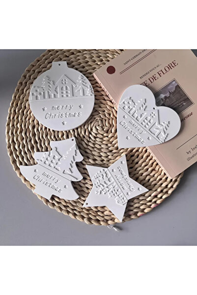 Choice mold A Christmas Heart Round Tree Star-Shaped Hanging Ornament Silicone Mold DIY Cement Plaster Clay