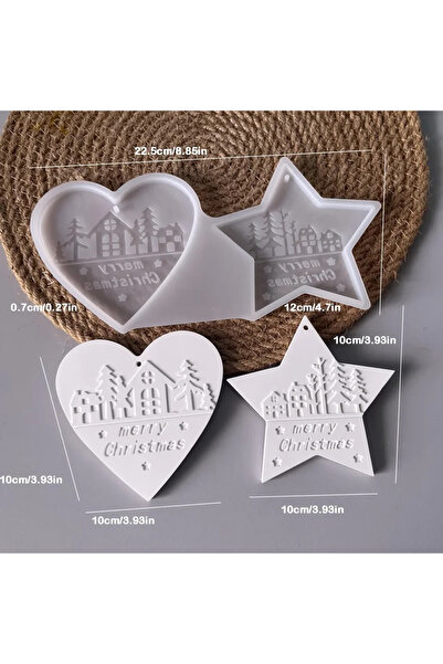 Choice mold A Christmas Heart Round Tree Star-Shaped Hanging Ornament Silicone Mold DIY Cement Plaster Clay