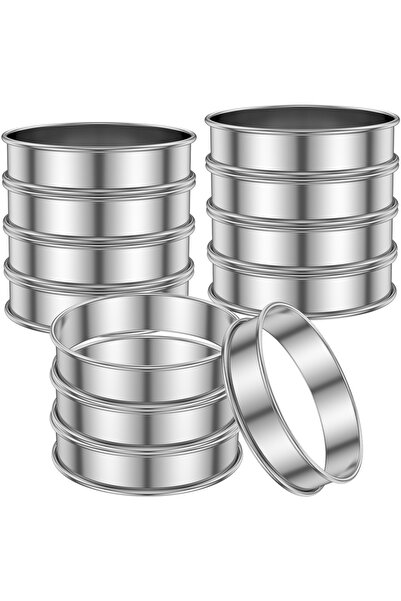 Choice 12 قطعة من حلقات المافن الإنجليزي، 10 سم، مصنوعة من الفولاذ المقاوم لل...